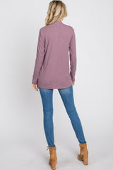 Purple Soft Ribbed Knit Wrap Top