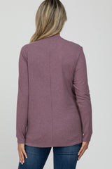 Purple Soft Ribbed Knit Maternity Wrap Top