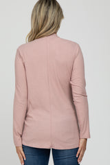 Light Pink Soft Ribbed Knit Maternity Wrap Top