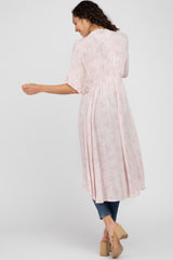 Light Pink Floral Tassel Front Cover Up