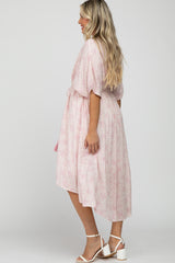 Light Pink Floral Tassel Front Maternity Cover Up