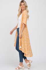 Orange Floral Tassel Front Cover Up