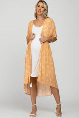 Orange Floral Tassel Front Maternity Cover Up