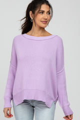 Lavender Exposed Seam Side Slit Maternity Sweater