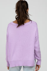 Lavender Exposed Seam Side Slit Sweater