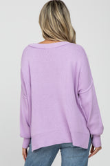 Lavender Exposed Seam Side Slit Maternity Sweater