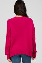 Fuchsia Exposed Seam Side Slit Sweater