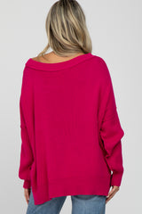 Fuchsia Exposed Seam Side Slit Maternity Sweater