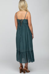 Emerald Sleeveless Ruffle Hem Maternity Maxi Dress