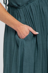 Emerald Sleeveless Ruffle Hem Maternity Maxi Dress