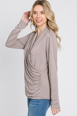 Taupe Draped Wrap Nursing Top