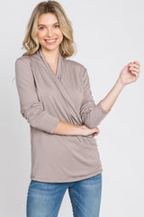 Taupe Draped Wrap Nursing Top