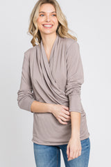 Taupe Draped Wrap Nursing Top