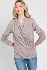 Taupe Draped Wrap Nursing Top