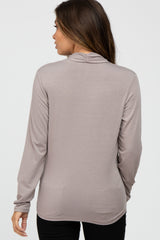 Taupe Draped Wrap Maternity/Nursing Top