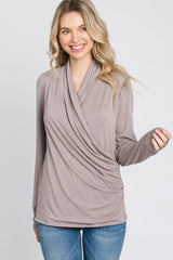 Taupe Draped Wrap Nursing Top