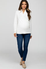 Ivory Draped Wrap Maternity/Nursing Top