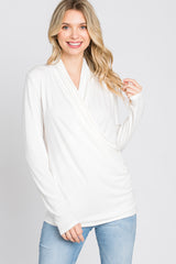 Ivory Draped Wrap Maternity/Nursing Top