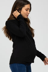 Black Draped Wrap Maternity/Nursing Top