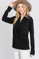 Black Draped Wrap Maternity/Nursing Top