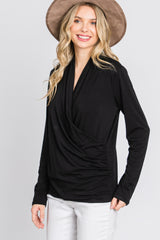 Black Draped Wrap Nursing Top