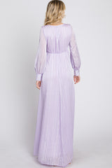 Lavender Striped Shimmer Chiffon Maxi Dress