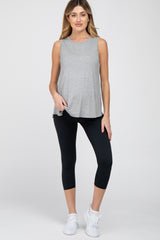 Black Basic Cropped Maternity Capri