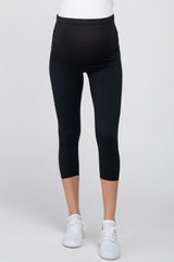 Black Basic Cropped Maternity Capri