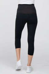 Black Basic Cropped Maternity Capri