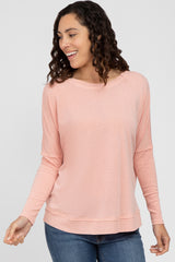 Peach Lightweight Terry Maternity Sweater