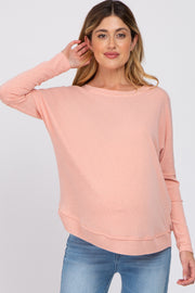 Peach Lightweight Terry Maternity Sweater