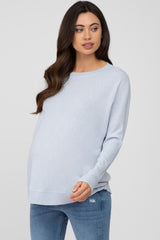 Light Blue Lightweight Terry Maternity Sweater