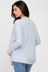 Light Blue Lightweight Terry Maternity Sweater