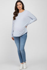 Light Blue Lightweight Terry Maternity Sweater