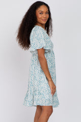 Teal Printed Smocked Dress