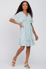 Teal Printed Smocked Dress