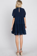 Navy Swiss Dot Tiered Dress