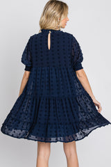 Navy Swiss Dot Tiered Dress