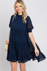 Navy Swiss Dot Tiered Dress