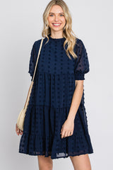 Navy Swiss Dot Tiered Maternity Dress