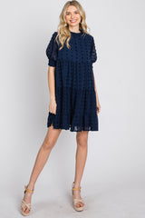 Navy Swiss Dot Tiered Dress