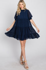 Navy Swiss Dot Tiered Dress