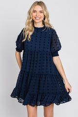 Navy Swiss Dot Tiered Dress