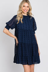 Navy Swiss Dot Tiered Dress