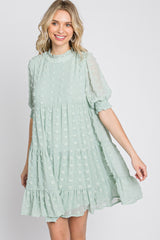 Mint Swiss Dot Tiered Dress