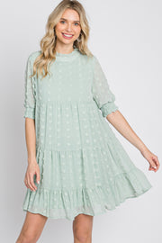 Mint Swiss Dot Tiered Dress