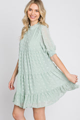 Mint Swiss Dot Tiered Dress