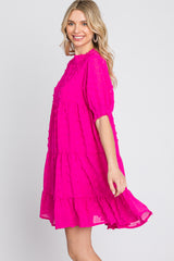 Fuchsia Swiss Dot Tiered Dress