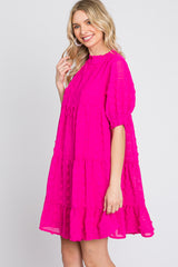 Fuchsia Swiss Dot Tiered Dress