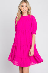 Fuchsia Swiss Dot Tiered Dress